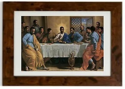 *Larger Size* Christian Art Black African American Last Supper Framed Print  • £39.64
