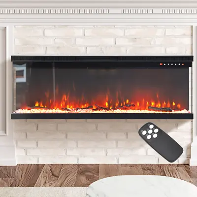 40/50/60/70inch Insert /Wall Mounted/Stand LED Fireplace 3-Side Glass Inset Fire • £159.95