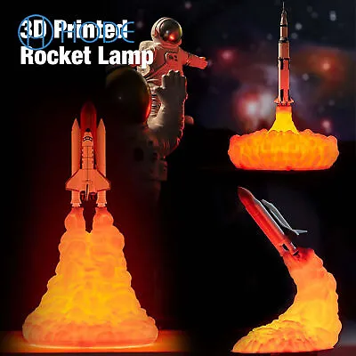 £20.15 • Buy 3D Print Space Shuttle Rocket Night Light LED Table Desk Lamp Room Decor Gift UK