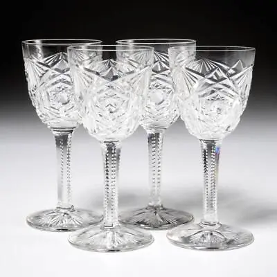 Baccarat Lagny Clear Crystal Art Deco Cut Cordial Glasses 4pc 4  C • £214.09
