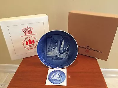 B&G BOXED Bing & Grondahl 1975 LARGE HORSES IN BARN Danish Anniversary Plate 9IN • $10.99