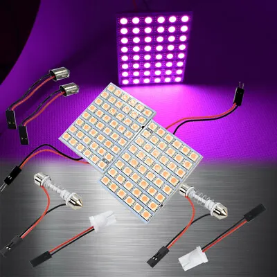 Purple 48 LED Lamp Dome Roof Light Panel T10 Festoon BA9S Adapter W1 B A V • $26.80