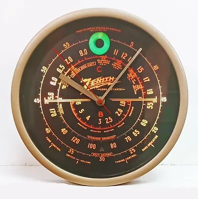 Old Antique Style Zenith Black Dial Wall Clock - Vintage Wood Tube Radio Style! • $25.95