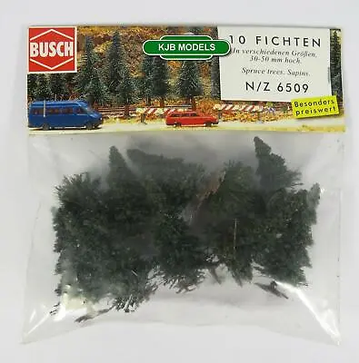 BNIB BUSCH 6509 N GAUGE 10 PINE TREES WITH ROOTS / BASES (30mm - 50mm High) • £16.50