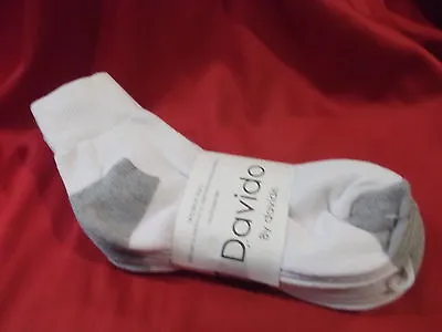 Mens Socks Ankle/quarter 100% Cotton Made In Italy 4 Pair Davido White Siz 10-13 • $11.50