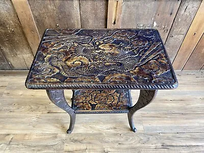 Antique Liberty And Co Japanese Hand Carved Side Table • £317.03