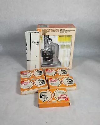 Lot VINTAGE SEARS Microscope Set 75/600 Power With 5 Boxes Slides Incomplete  • $34