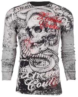 $24.95 • Buy Xtreme Couture AFFLICTION Men's Long Sleeve THERMAL Shirt TOOTHACHE Biker Black