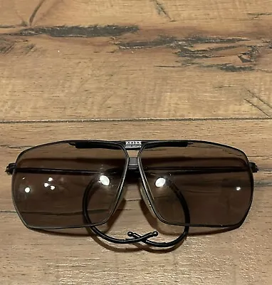 Vintage Zeiss 7031 Competition West Germany Lgt Brown Lens Black Shooter Glasses • $115.99