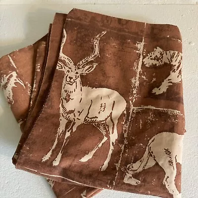 Vintage 70's Martex Bakuba Safari Animals Brown Pillow Cases Pair Cotton Blend • $15