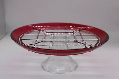 Vintage Indiana Cranberry Ruby Flash Glass-5-Divided Server- • $15