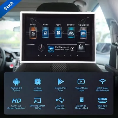 9  HD Screen Android 9.0 Car Headrest Monitor RAM 1GB Video Player Bluetooth USB • $195.41