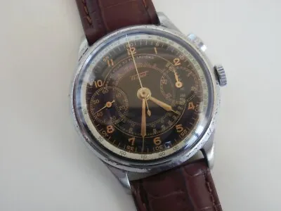 Tissot Chronograph Military Cal.15CHT Black Dial 1930 Vintage Big Wrist Watch • $5100