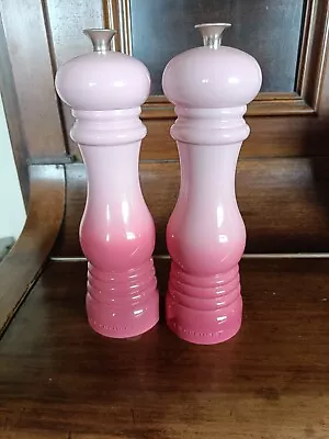 ⭐Super LE CREUSET Salt And Pepper Mills Rose Quartz Excellent Discontinued  • £65