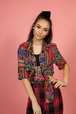 Womens 90s Vintage Multi Coloured Aztec Pattern Shirt By New Concepts • £18