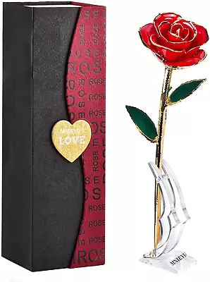 MNIEYU Gold Rose 24K Plated Gold Dipped Rose Forever Preserved Red Rose Flowers • $38.26