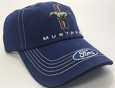 Ford Mustang Hat / Cap - Blue W/ Tri Bar Pony Logo & Ford Oval Emblem / Logo • $19.99