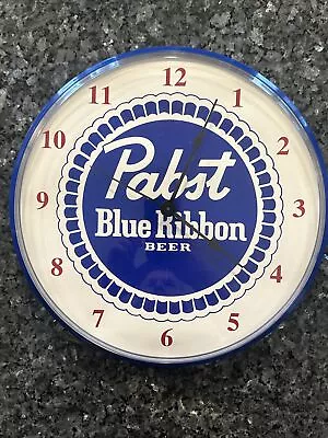 Working PBR Pabst Blue Ribbon Beer Bar Advertising Wall Clock Sign 13 Inches • $9.99