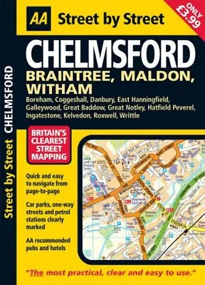 AA Street By Street Chelmsford: Midi Paperback Book The Cheap Fast Free Post • £9.99