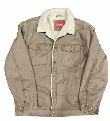 Coleman Jacket Mens Large Tan Denim Type III Sherpa Jean Trucker Work Chore • $35