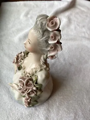 1940s Vintage Cordey Figurine 5054 Porcelain Lady Woman Of Roses - 9.5  Tall • $30