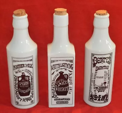 Vtg Gin Moonshine Whiskey White Bottles Pwf Japan • $29.95