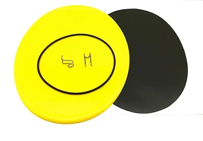 YELLOW Oval Number Plate Kit - Black Decal Stays & Band VMX SUZUKI YAMAHA NOS-Y3 • $25.71