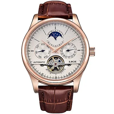 $76.45 • Buy Tourbillon Mens Automatic Mechanical Wrist Watch Leather Swiss Luxury Wristwatch