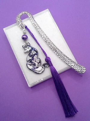 £5.99 • Buy CAT MOON & STARS MAGICAL +TASSEL Metal BOOKMARK *FREEPOST* Gift Box READERS MUM
