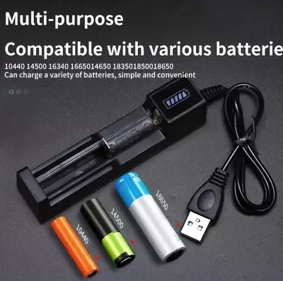 Charger Charging 3.7V Li-ion Battery Charger USB Universal Smart 1 Slot Charger • £4.99