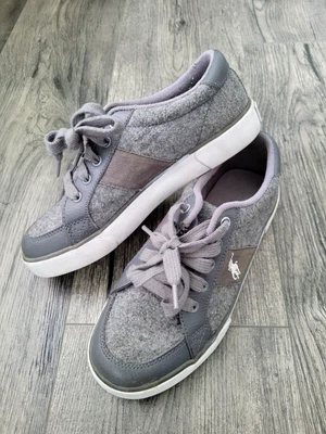 $3 • Buy Polo Ralph Lauren Women’s Leather Fabric Sneakers Shoes US 4 Gray