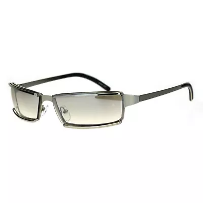 Mens Narrow Warp Rectangle Sport Mob Metal Rim Sunglasses • $12.95