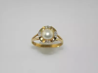 Ladies Estate Yellow Gold Mabe Pearl And Diamond Right Hand Fashion Ring  • $529