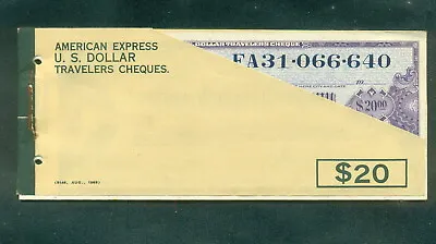 American Express 1969 US Dollars Unused Travelers Cheques Booklet Of 10x$20 • $600