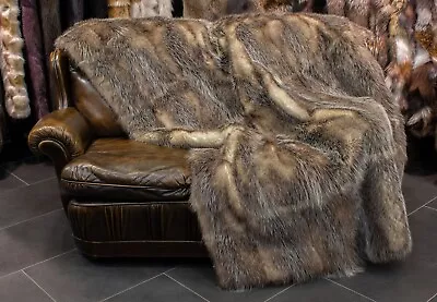 1338 American Opossum Fur Blanket Pelt Throw Genuine Fur Plaid Real Fur Blanket • $1415.81