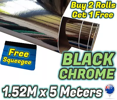 BLACK CHROME Car Vinyl Wrap Film Roll Sticker Decal Air Release 1.52m X 5m • $78.98