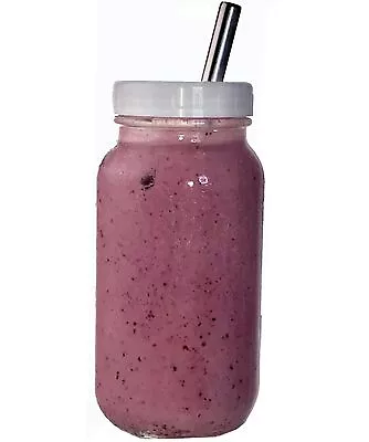 Reusable Smoothie Cup Regular Mouth 24 Oz Glass Mason Jar With Wide STAINLESS... • $27.36
