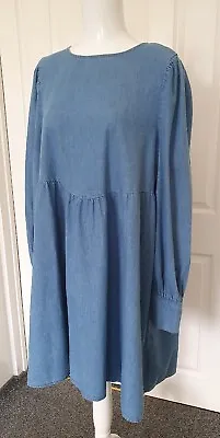 £7 • Buy Asos Ladies Size UK 16 Light Blue Denim Smock Swing Dress