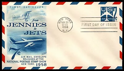 US FDC SILHOURTTE OF JET AIRLINER 1958 Sc #UC33 • $2.89