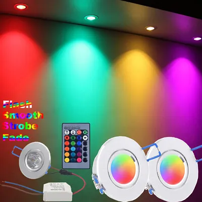 £7.57 • Buy 16Colour Changing LED Recessed Ceiling Lights Remote Spot Lamp Down Lights Party