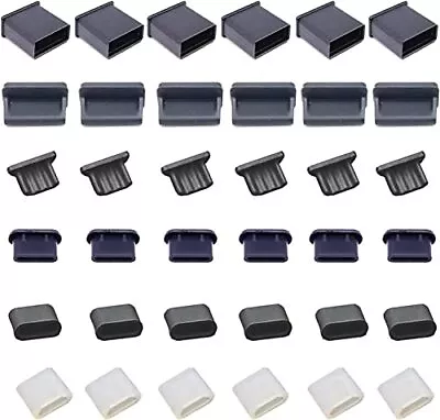36 PCS 6 Types USB Anti Dust Cover Plugs Silicone Soft Micro USB Cap Port • $12.29