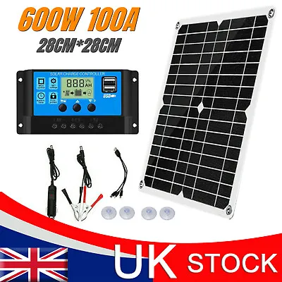 £37.99 • Buy 600W Solar Panel Kit Battery Charger & 100A Controller For Car Van Caravan Boat