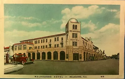 Melbourne FL “ Melbourne Hotel “ Linen Postcard Florida • $5.85