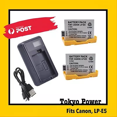 2 Battery 2250mA/LCD Charger For Canon EOS Rebel T1i EOS 1000D DS126181 DS126191 • $48.50