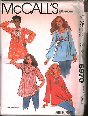 6970 Vintage McCalls SEWING Pattern Misses 1970s Loose Fitting Yoked Top UNCUT • $5.59