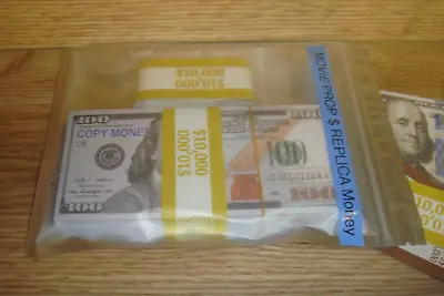 100 X $100 Notes 10K Stack FILM MOVIE PROP REPLI CA Copy Play Money + BONUS   X3 • $16