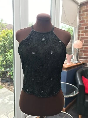 £10 • Buy Vintage Charlotte Halton Sequined Top Size 12/14