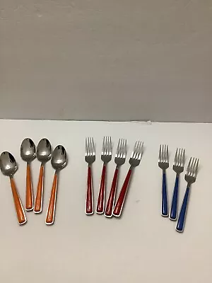 Fiesta Ware Multi Colored MERENGUE Flatware Set 11pc Lot  Spoons Forks RARE • $24.98