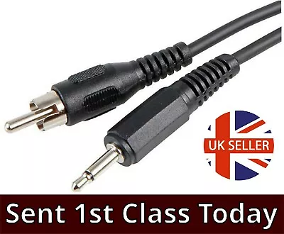 Mono Jack To 1 Phono Cable 3.5mm Jack Male To Single RCA Plug AUDIO Coax Lead 2m • £3.99