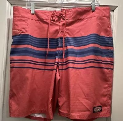 Vineyard Vines Mens Trunks Sz 35 Jetty Red/Blue Stripe Swim Shorts Trunks • $24.95